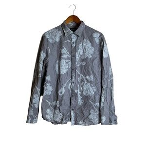 Express cotton & linen floral button‎ down shirt